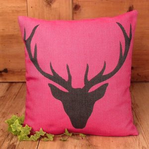 GILDE Cuscino Decorativo A Forma Di Testa Di Cervo – 45x45 Cm, Crema/Marrone/Nero, In Velluto E Poliestere, Lavabile