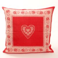 “coppietta tirolesini” federa cuscino in cotone tessuto, fantasia, quadri, rosso