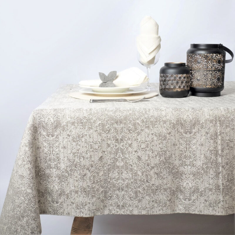 Tovaglia Misto Lino, tessuto jacquard, Fantasia “Arestes”