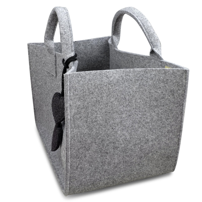 Borsa in feltro, porta legna, giornali, giocattoli, da decorazione, colore grigio