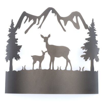 Applique – lampada in ferro battuto, con bambi e capriolo, stile alpino Applique – lampada in ferro battuto, con bambi e capriolo, stile alpino