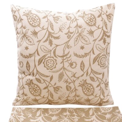 “MELOGRANO” Federa cuscino, disegno jacquard, stile floreale, verde mela-oliva