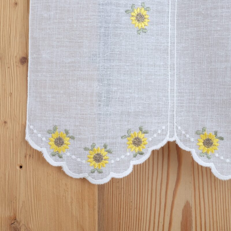 Tenda a vetro in stile country shabby chic, ricamo Girasoli M- 6378