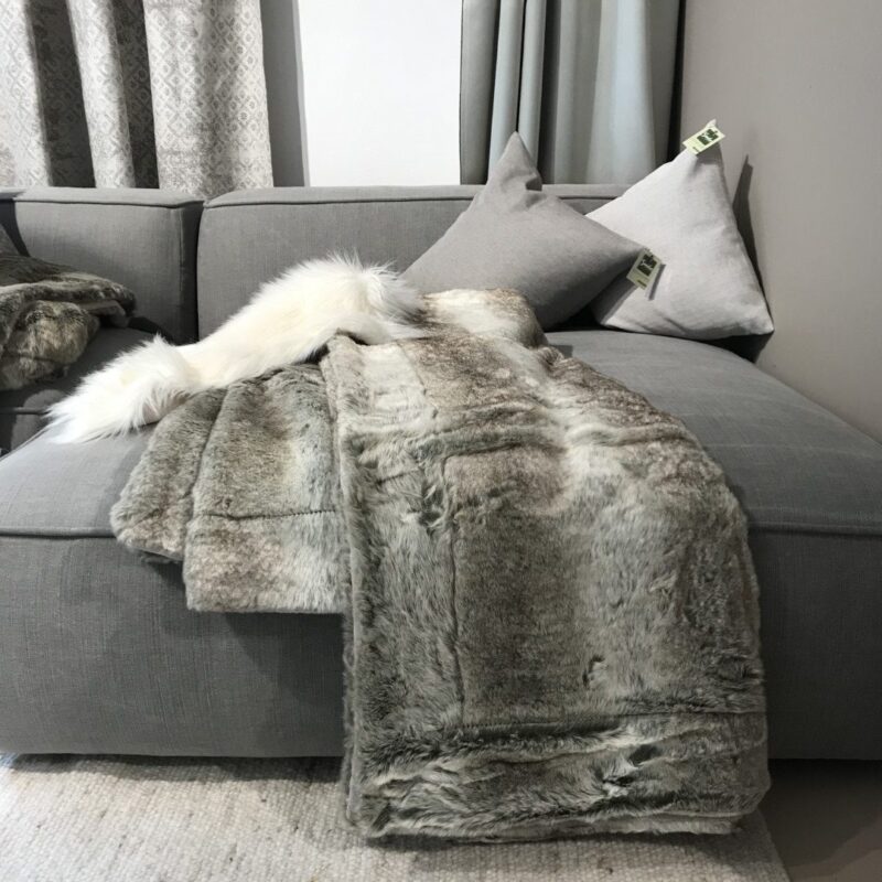 Coperta in pelliccia 140 x 190, SILVERFOX grigio marrone