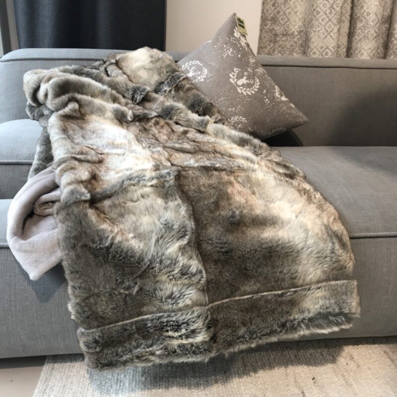 Coperta in pelliccia tessuta 140 x 190, WOLF marrone