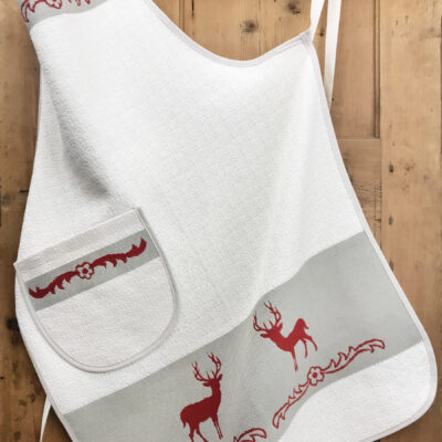 Grembiule con cuori in volo, tessuto jacquard in diversi colori, stile tirolese