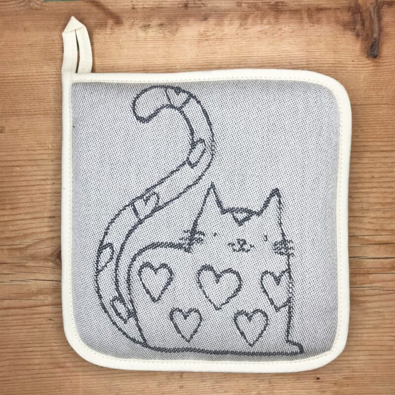 Presina con gatto, 18×18 cm, colore grigio