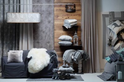 Tenda leggera trasparente su misura online, colore tortora, stile chalet montagna alpino, “gerster”