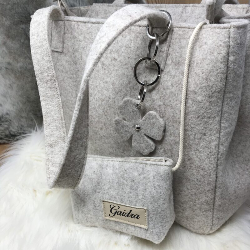 Borsa donna a spalla tracolla in feltro in stile tirolese chic, montagna – Qualità artigianale combinato con design moderno, “Marghy”, colore beige