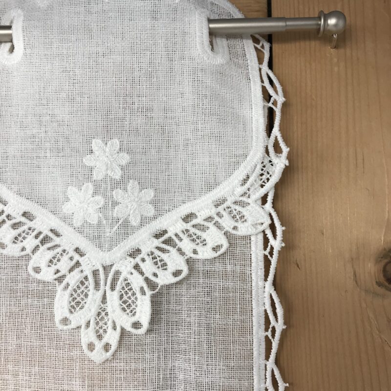 Tenda a vetro per cucina, bagno, soggiorno, camera in stile tirolese montagna, country shabby chic montagna, ricamata con fiorellini, m-siena macramé