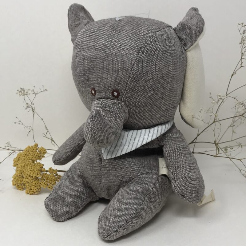 Peluche pupazzo morbido elefante, giocattolo per bambini e neonati “sweet abbas”, in tessuto di lino,colore grigio