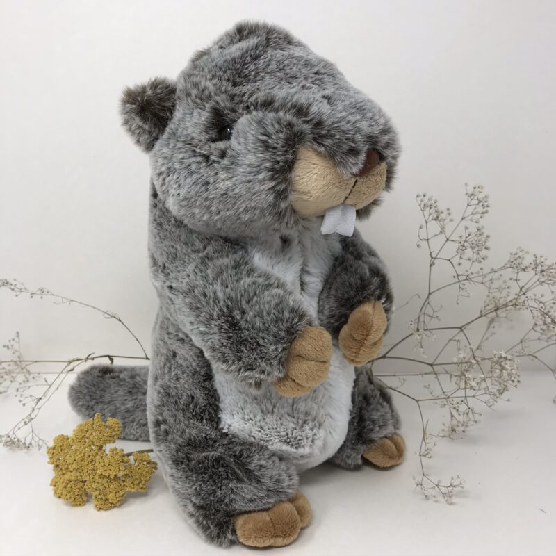 Peluche pupazzo morbido marmotta, giocattolo per bambini e neonati, colore marrone-grigio