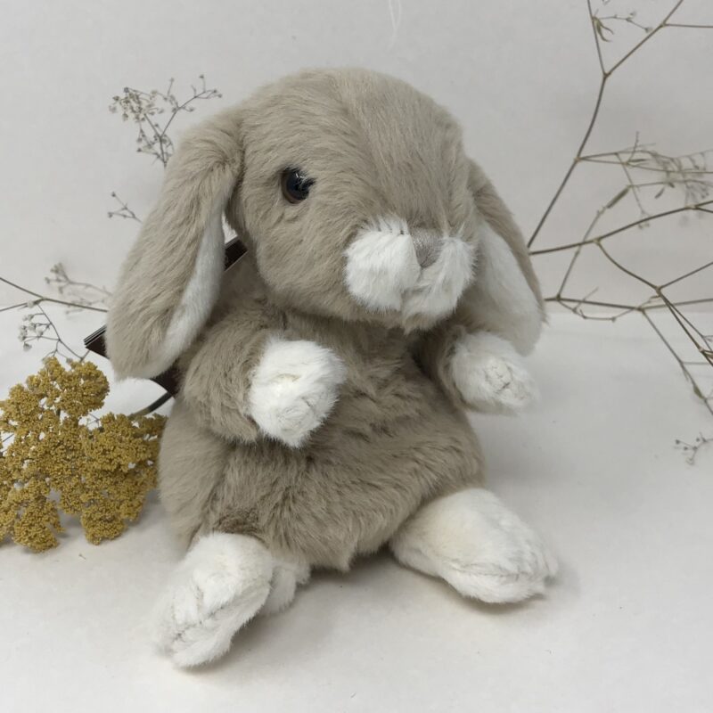 Peluche pupazzo morbido coniglietto, giocattolo per bambini e neonati, “kanini taupe”, colore tortora/beige