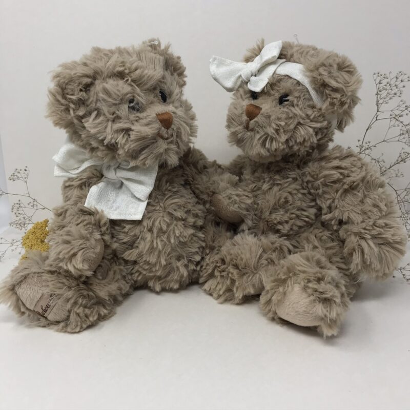 Peluche pupazzo morbido orsachiotto, giocattolo per bambini e neonati, “le petit ethan & romy”, colore marrone