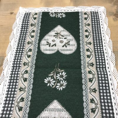 Striscia Runner in stile tirolese con pizzo, cuori, blú azzurro