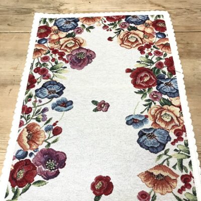 Runer striscia in tessuto goblin shabby chic, con fiori floral 2, 37×100 cm, v-rose