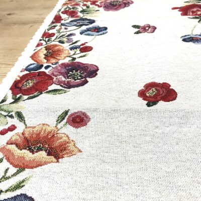 Runer striscia in tessuto goblin shabby chic, con fiori floral 2, 37×100 cm, v-rose