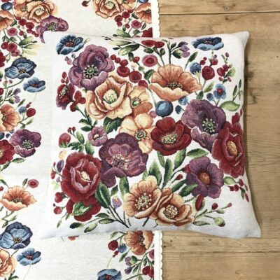 Cuscino federa in tessuto goblin shabby chic, con fiori floral 2, 44×44 cm,  v-rose