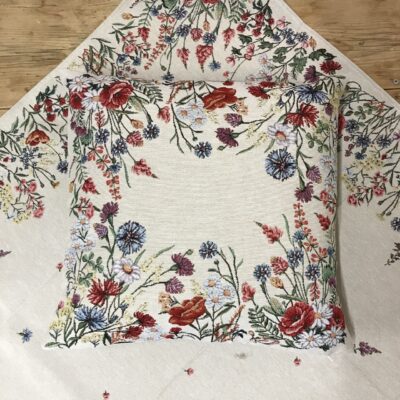 Tovaglietta in tessuto gobelin shabby chic, con fiori floral 1, 100×100 cm, fiori di campo