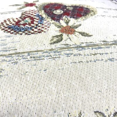 Cuscino federa in tessuto gobelin shabby chic, cuori e fiori, 44×44 cm, alpinestyle