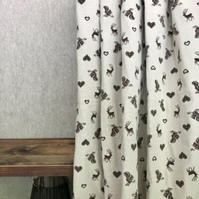 Coperta bordo cervi e cuori, verde double face, morbida misto cotone