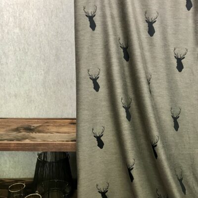 Tende Tendaggi su misura cervi, colore grigio, stile tirolese montagna alpino