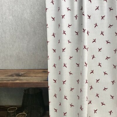 Tenda su misura online, in 100% cotone, stile tirolese montagna, fatasia cervi, “pasciantadú”