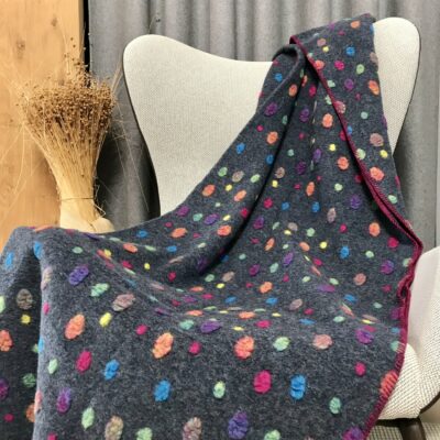 Coperta di lana con stelle alpine, stile tirolese, colore grigio, singola e matrimoniale