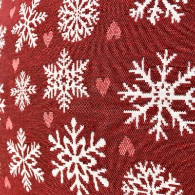 Cuscino Natale, fiocchi cristalli di neve, 44×44 cm, rosso