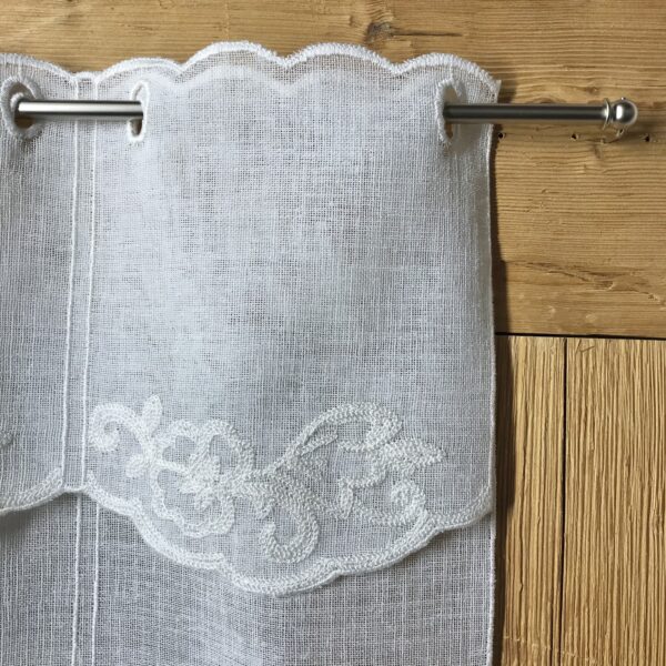 Tendina a vetro stile classico, country shabby chic, ricamo a catenella – 6967