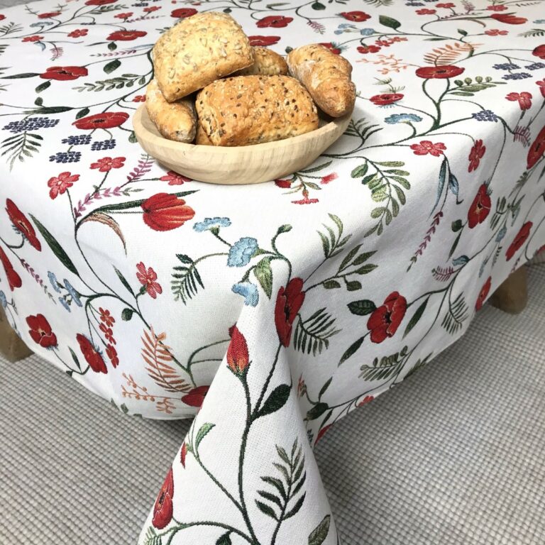 Tovaglia Runner In Tessuto Con Fiori Di Grano | Antimacchia 120x160 Cm | Poliestere Di Qualità | Ideale Per Cucina E Giardino