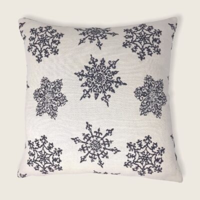 Federa Cuscino Natalizio CIRSTALLI DI NEVE ALLOVER in cotone colore grigio doubleface