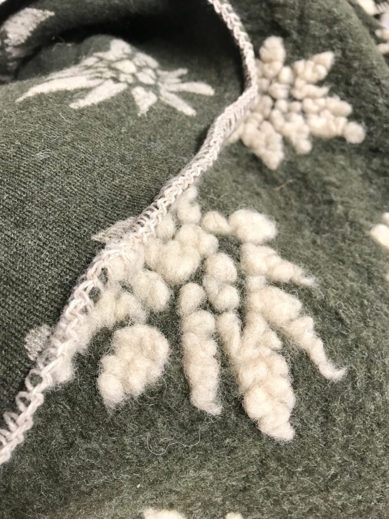 Coperta in lana con stelle alpine, stile montagna, colore verde, singola e matrimoniale