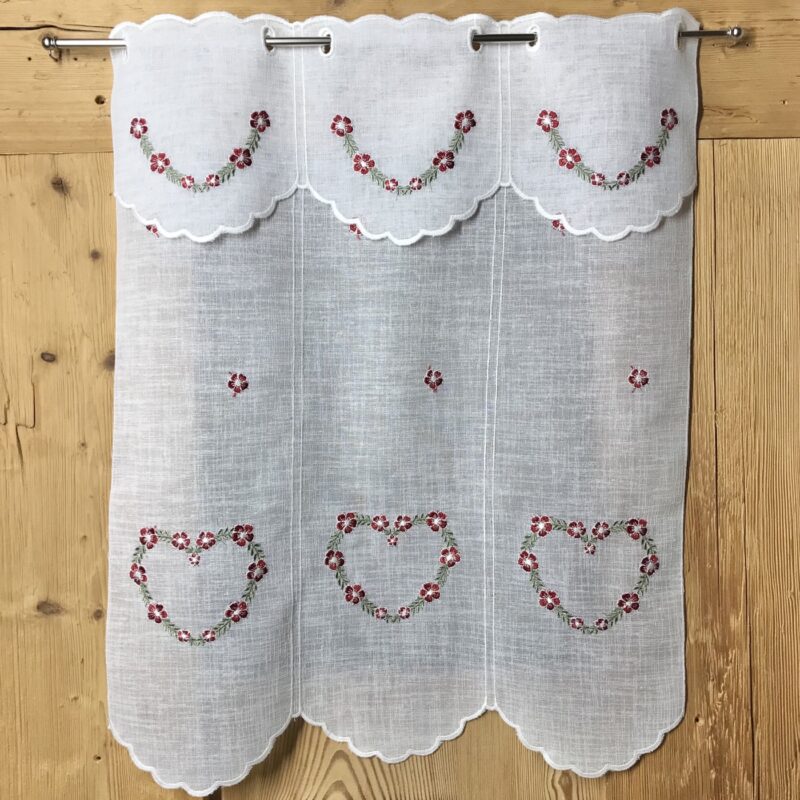 Tenda a vetras ricamata con scuori e fiori, stile montagna, 7432