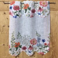 Tendina a vetro su misura, ricamata cristalli di neve e palline di Natale, M-7224p