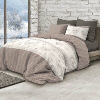 Parure copripiumino con fantasia cuori, stile tirolese, in puro cotone – CHAMBERY rosso