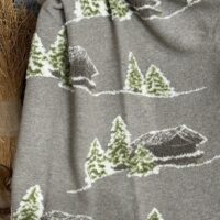 Coperta di lana con CRISTALLI DI NEVE, stile montagna, colore antracite, 150×170 cm