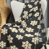 Coperta in lana cotta CRISTALLI DI NEVE, stile montagna, colore grigio, 150×170 cm