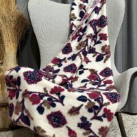 Coperta di lana con RAMAGE DI FIORI, stile montagna, colore ocra, 150×170 cm