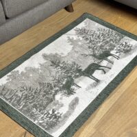 Tappeto Tirolese con Cervi, MISURINA, stile chalet di montagna, rosso