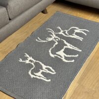 Tappeto per cucina, bagno, scendiletto e soggiorno, fantasia BOSCO, doubleface verde ecrù