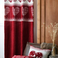 Tenda a vetro cuore con ricamo verde, stile montagna, M-7577