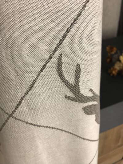 Tenda su misura con cervi e rombi, TRAMESC, stile alpino, antracite Tenda su misura con cervi e rombi, TRAMESC, stile alpino, antracite