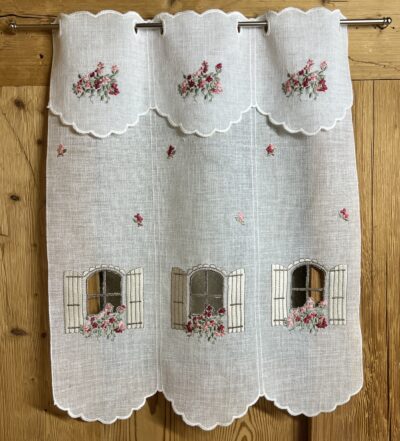 Tenda a vetro per cucina con ricamo finestra e fiori, M-7798