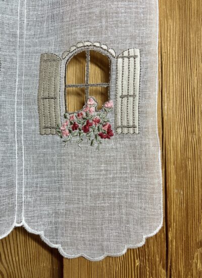 Tenda a vetro per cucina con ricamo finestra e fiori, M-7798