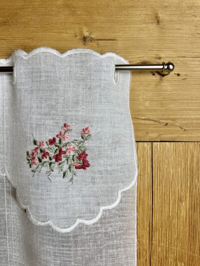 Tenda a vetro per cucina con ricamo finestra e fiori, M-7798