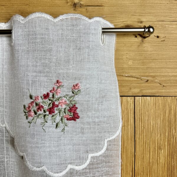 Tenda a vetro per cucina con ricamo finestra e fiori, M-7798
