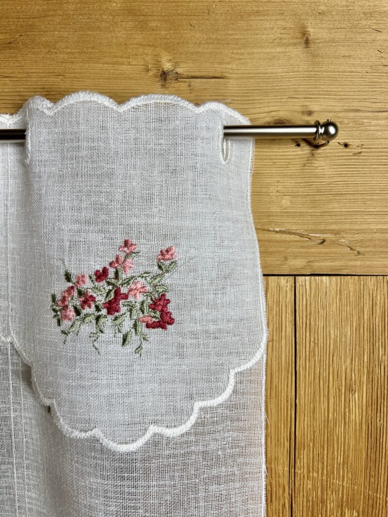 Tenda a vetro per cucina con ricamo finestra e fiori, M-7798