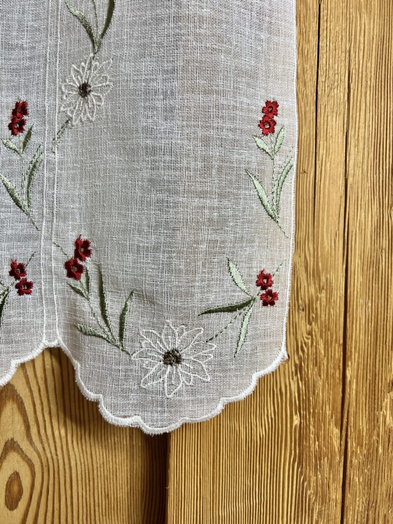 Tenda a vetro per cucina con ricamo fiori rossi, M- 7941 col 19, Rami e Fiori