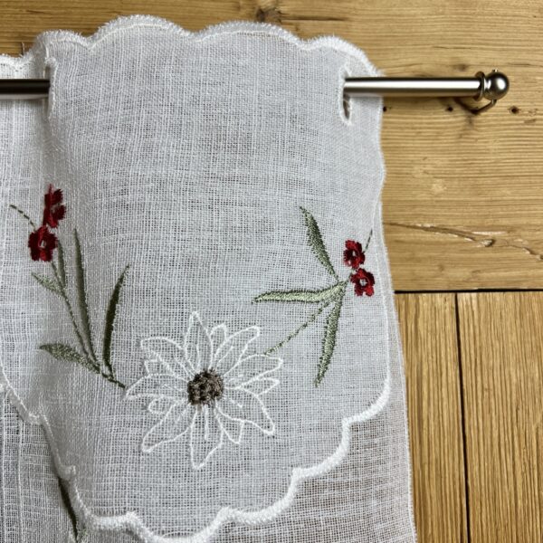 Tenda a vetro per cucina con ricamo fiori rossi, M- 7941 col 19, Rami e Fiori